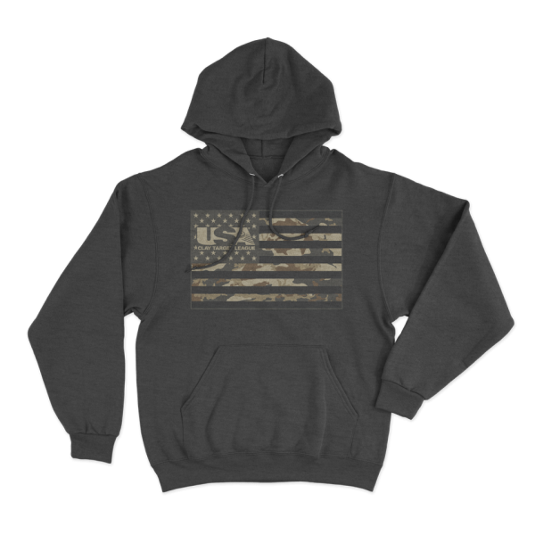 **LIMITED EDITION**USA Clay Target League Hoodie - Dark Gray w/ Camo Flag