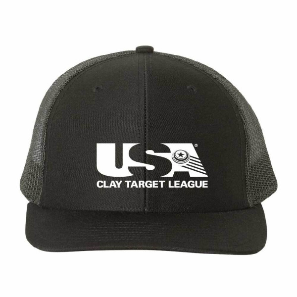 **LIMITED EDITION** USA Clay Target League Hat - Embroidered White Logo - Black w/ Black Mesh - Richardson 112