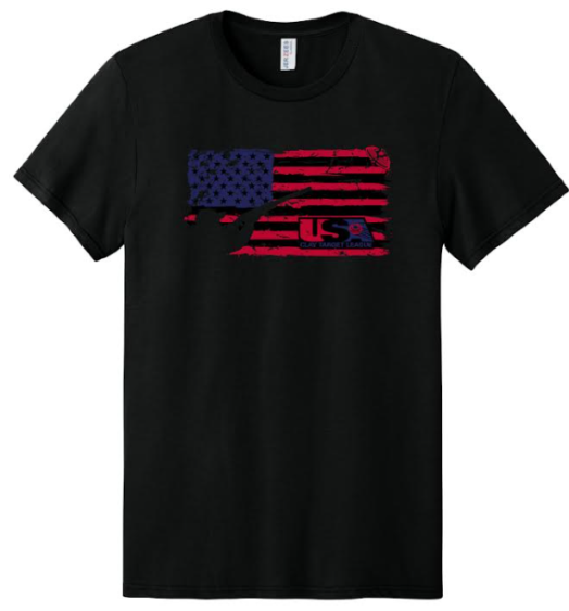 USA Clay Target League Holiday Offer-Black T-Shirt with Flag